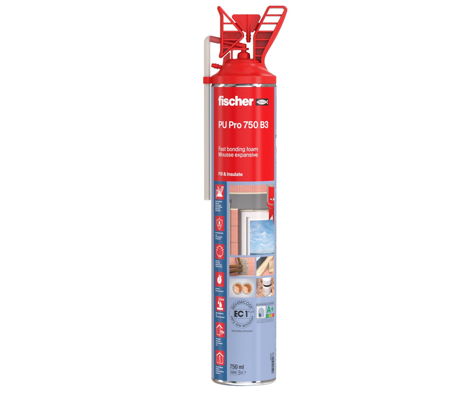 Pěna montážní trubičková Fischer PU Pro - 750ml/30l PU Pro 750 B2