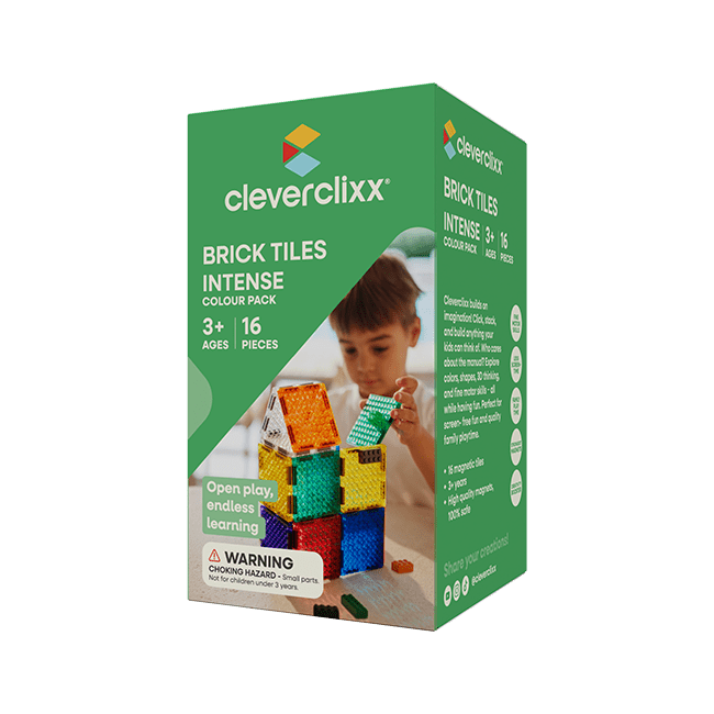 Cleverclixx – Magnetická stavebnice Brick Tiles Pack Intense – 16 ks