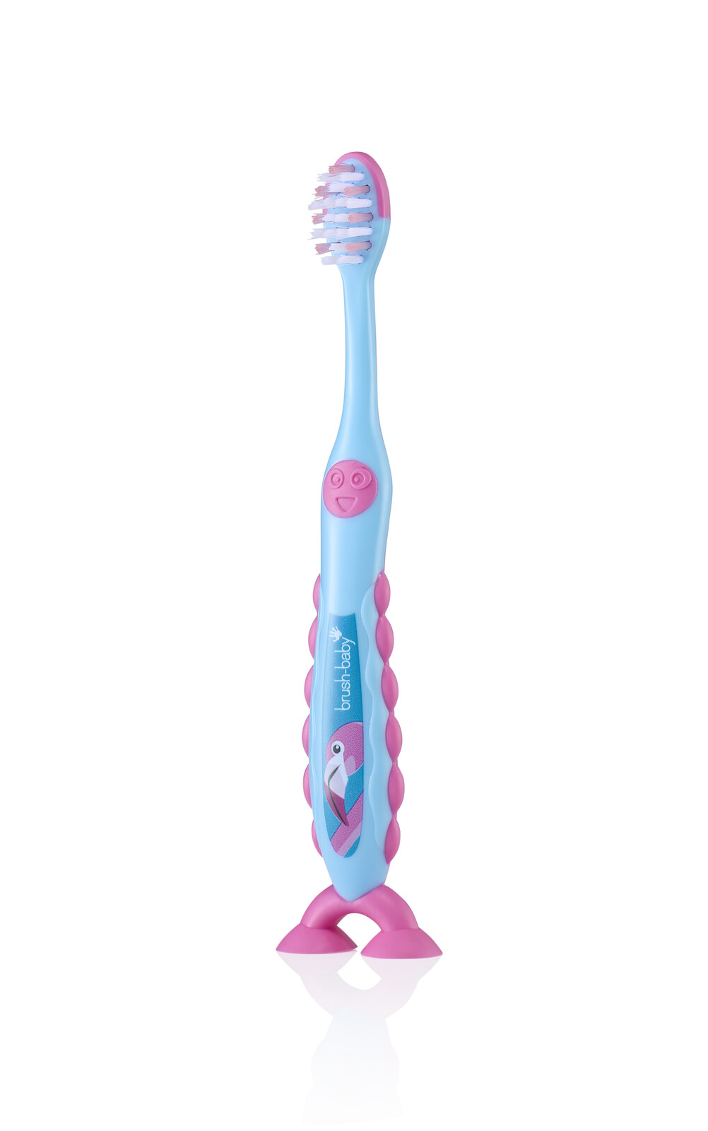 Brush-baby Flamingo FlossBrush™, dětský zubní kartáček s plameňáky, 2 ks, 3-6 let