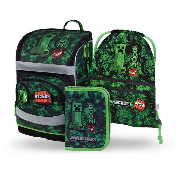 BAAGL 3 SET ZIPPY PLUS MINECRAFT BOOM Školní set, zelená, velikost