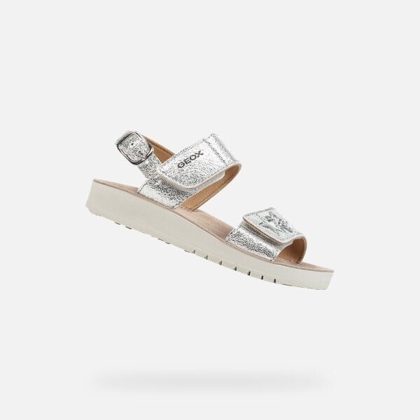 Geox J SANDAL COSTAREI GIRL Dívčí sandály, stříbrná, velikost