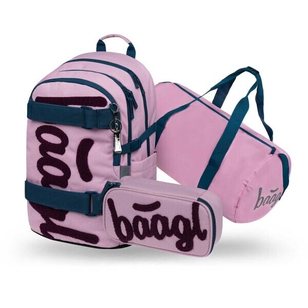 BAAGL 3 SET SKATE ROSE Školní set, růžová, velikost