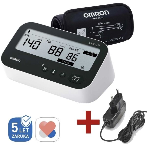 OMRON M4 CONNECT + ZDROJ SET Tonometr na paži, černá, velikost