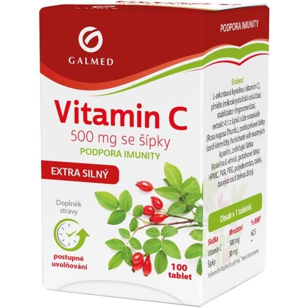 GALMED VITAMÍN C 500 MG SE ŠÍPKY 100 TBL Imunitní podpora, , velikost