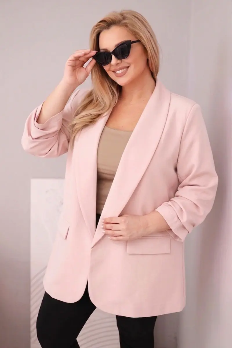 Kesi Włoski dámský plus-size sako, pudrové