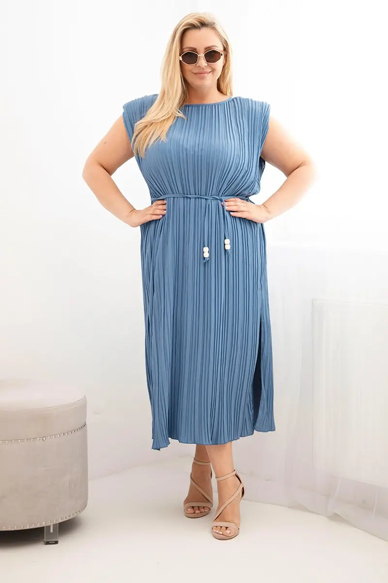 Kesi Plus Size plisované šaty s vázáním