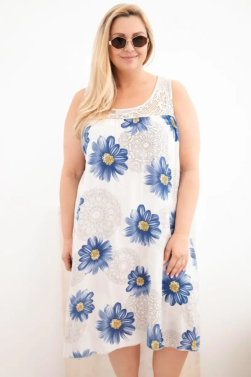 Kesi dámské floral plus size šaty s krajkovým výstřihem