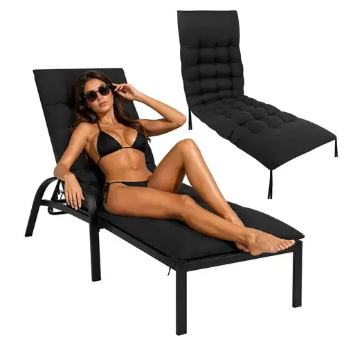 Prošívaný polštář na zahradní židle 180 × 56 × 9 cm – černý