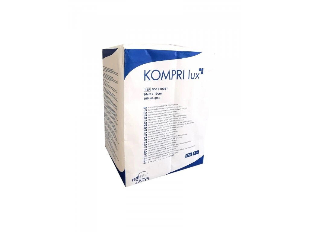 Zarys KOMPRI lux - gázová komprese, 17N, 8W, 10 cm x 10 cm, balení 100ks, nesterilní