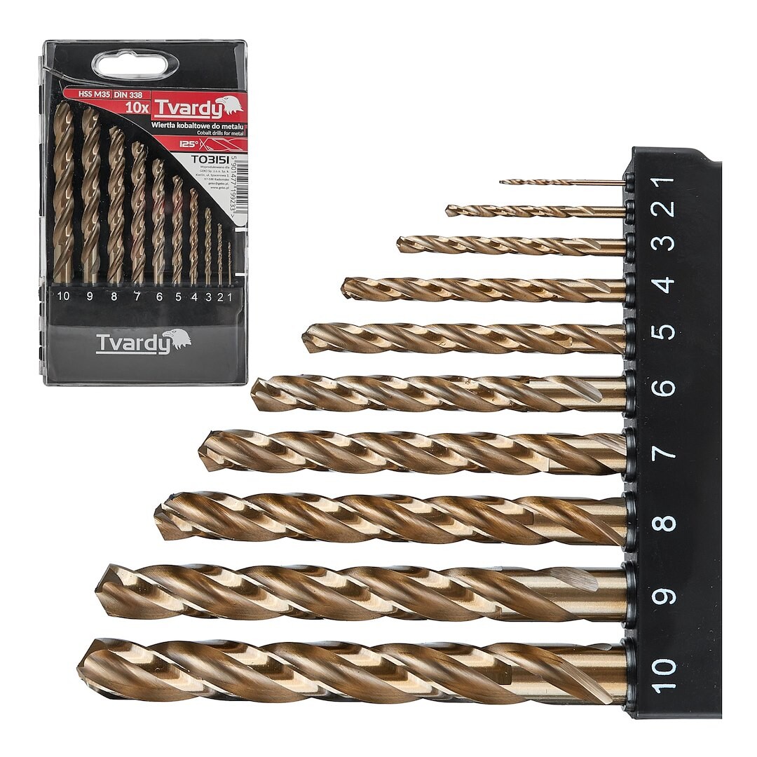 GEKO 10 ks 1–10 mm  kobaltových vrtáků HSS M35