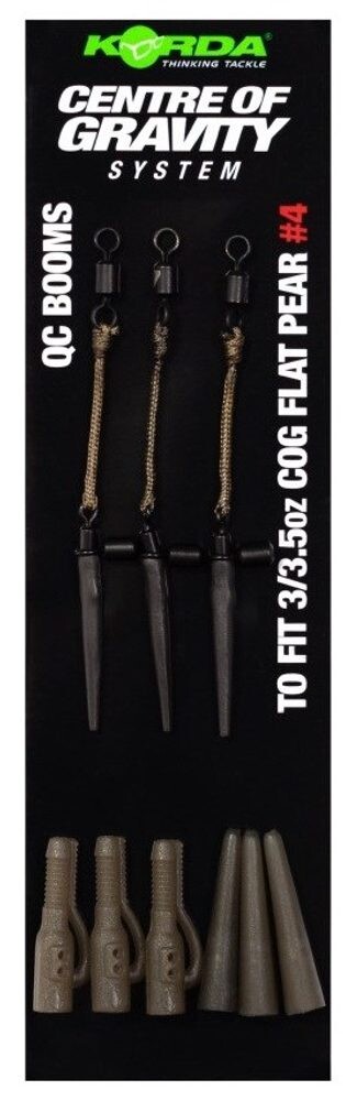 Korda Montáž Centre Of Gravity Boom QC Flat Pear 3 ks - 3/3.5oz