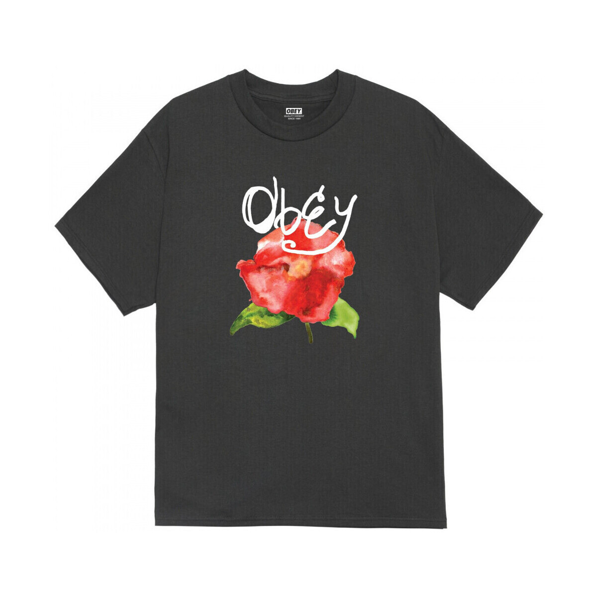 Obey  watercolor poppy  Černá