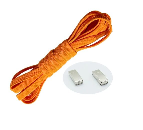 Elastické tkaničky do bot široké - Typ D - magnetické zacvakávací, jeden pár - Oranžové, 100 cm