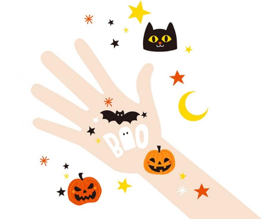 Halloweenská tetování - 5 archů, 12 x 7,5 cm