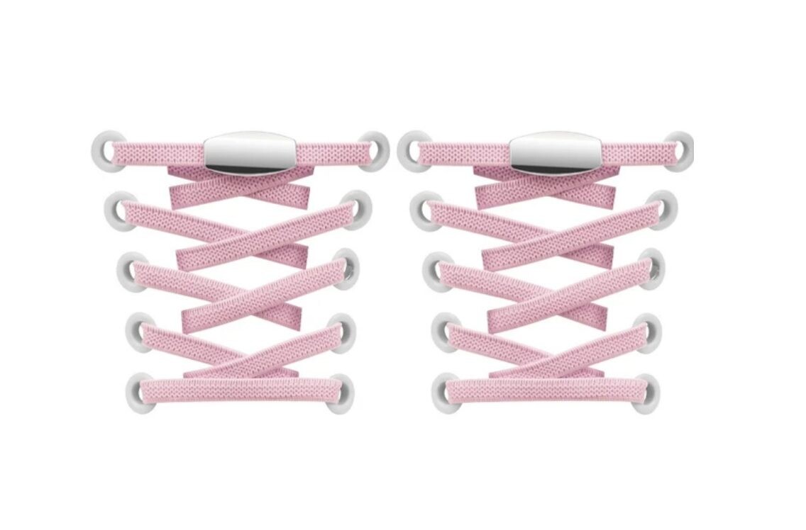 Elastické tkaničky do bot široké - Typ E - zacvakávací, dvojitá koncovka, jeden pár - Růžové, 100 cm