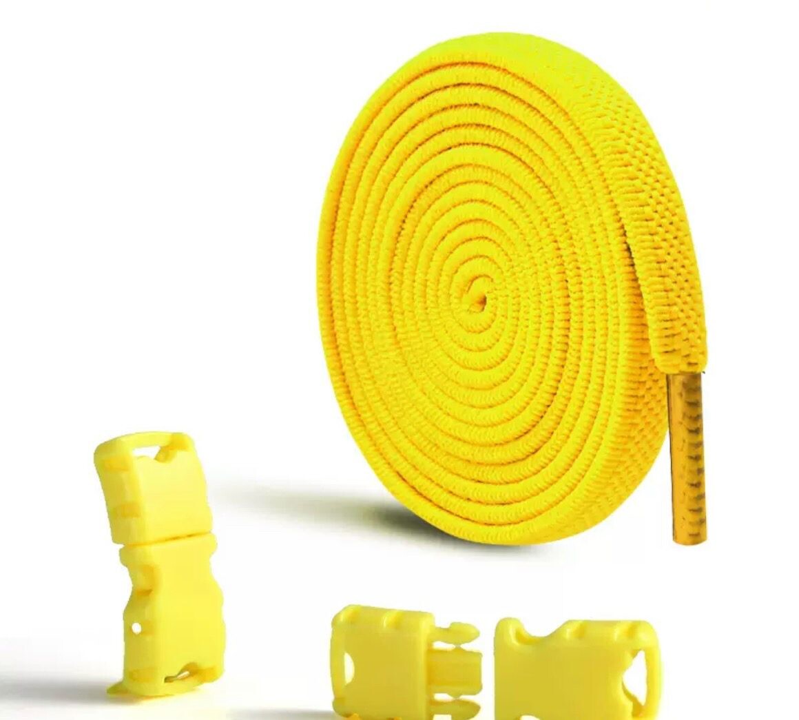 Rychloupínací tkaničky s přezkou, jeden pár - Žluté, 100 cm
