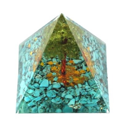 Orgonitová pyramida - Zlatý strom - tyrkysový