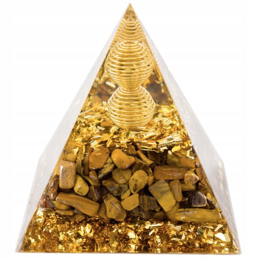 Orgonitová pyramida - Zlatá spirála - Tygří oko