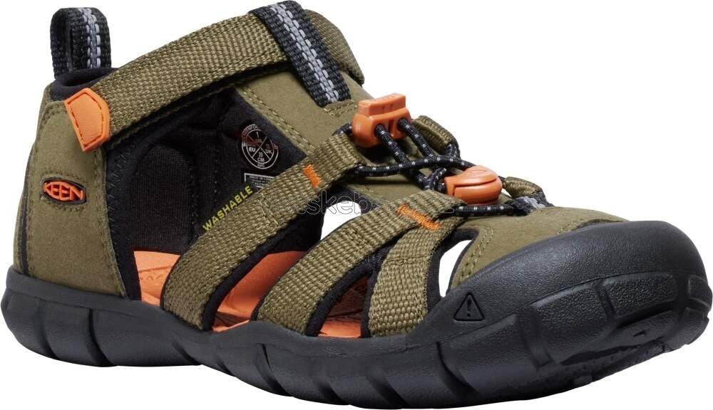 Dětské sandály Keen  Seacamp II CNX children dark olive/gold flame Velikost: 27-28