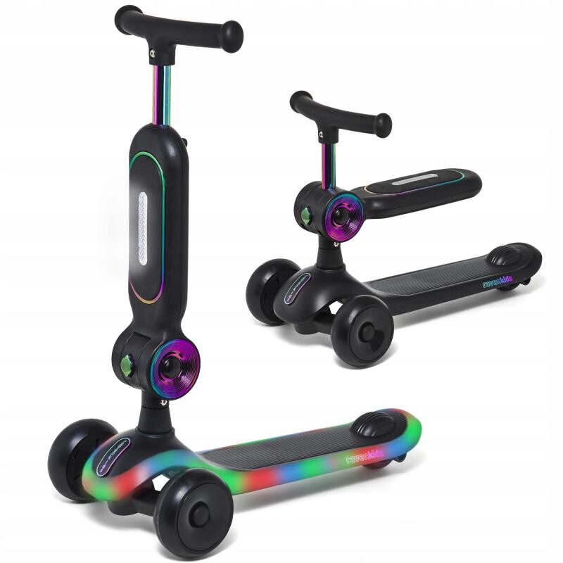 Raven Lumiloo Black / Neo Chrome dětská koloběžka 2v1