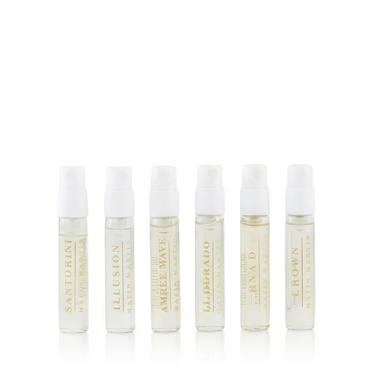 Matin Martin Discovery Set : EDP Illusion 2 ml + EDP El Dorado 2 ml + EDP Raa'd 2 ml + EDP Amber Wave 2 ml + EDP Santorini 2 ml + EDP Crown 2 ml unisex