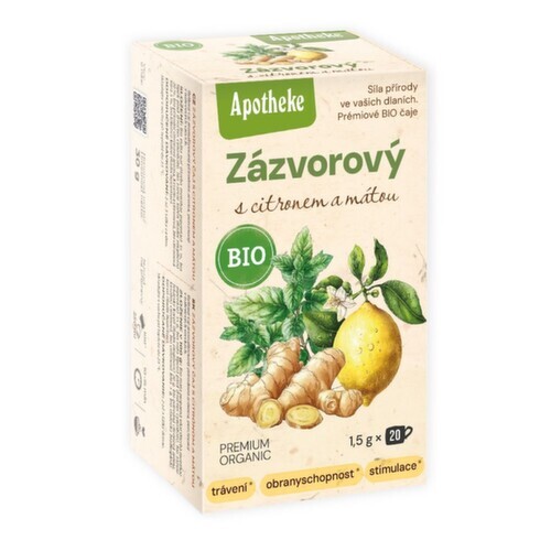 Apotheke BIO čaj Zázvorový s citronem a mátou 20× 1,5 g - II. jakost