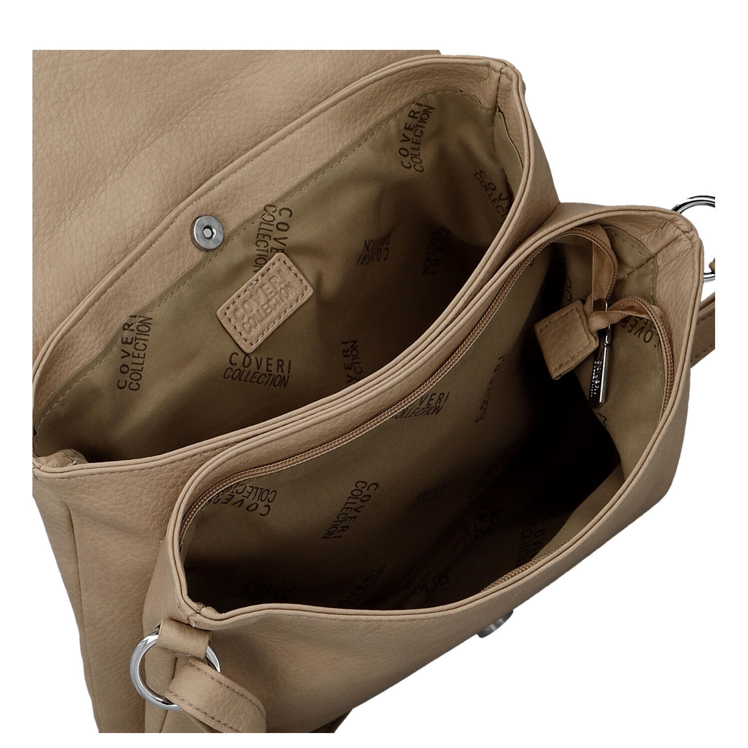 Stylová dámská koženková crossbody kabelka Mirabella, tmavě béžová