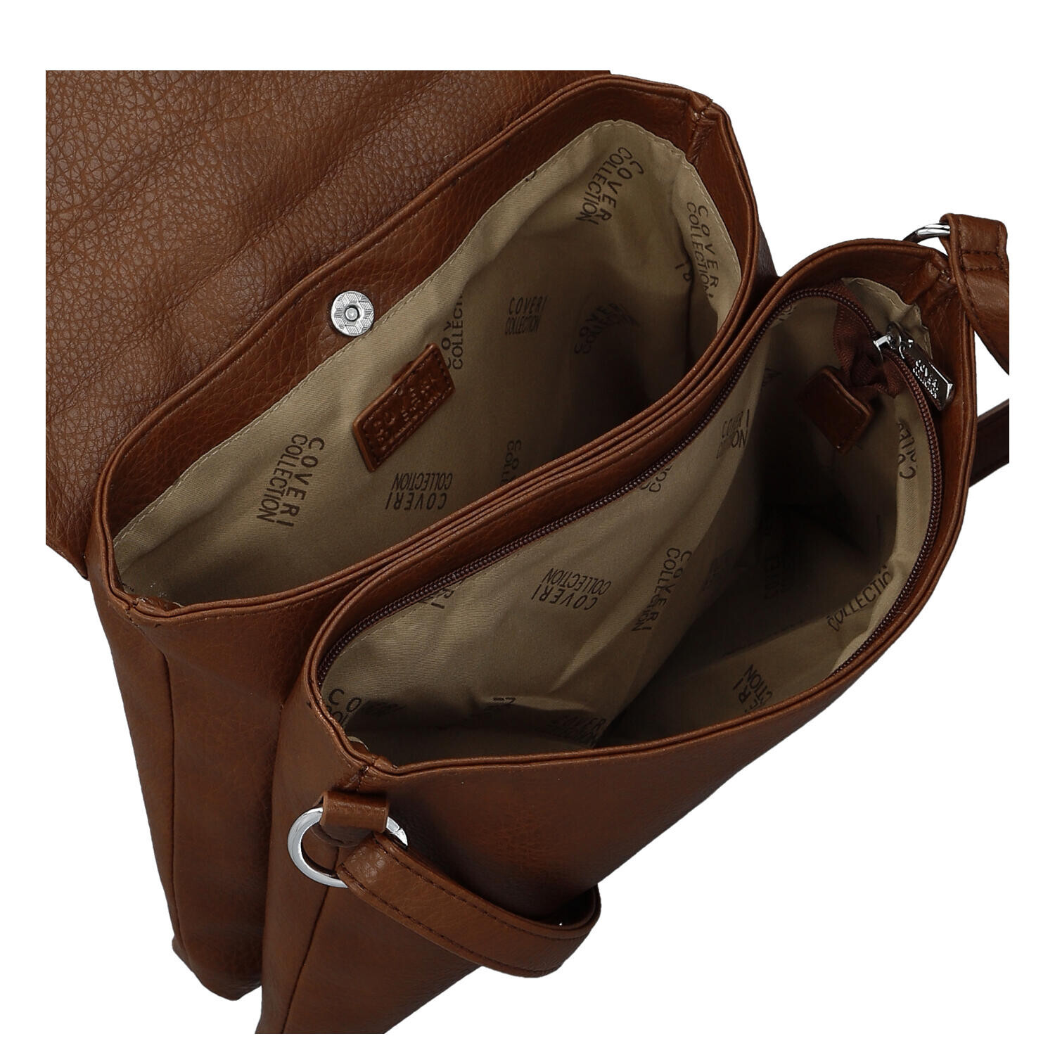 Stylová dámská koženková crossbody kabelka Mirabella, tmavě hnědá