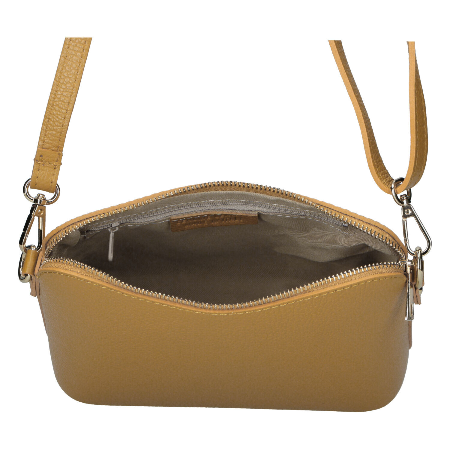 Módní dámská kožená crossbody kabelka Jurina, tmavě žlutá