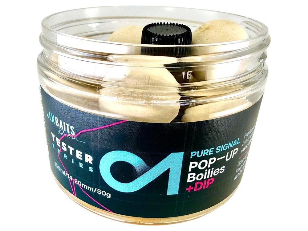 LK Baits Pop-up Boilies Tester Series_01 Pure Signal White 14-20mm 150ml