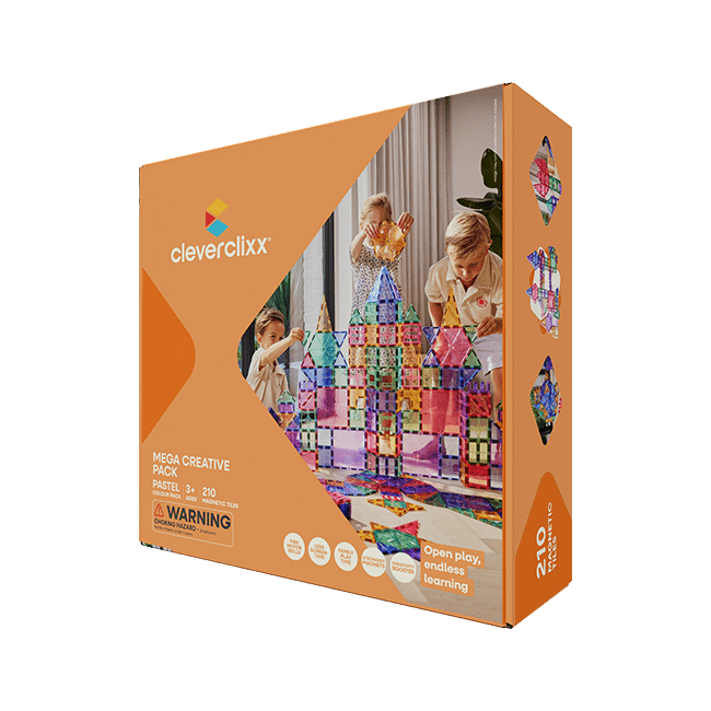 Cleverclixx – Magnetická stavebnice Mega Creative Pack Pastel – 210 ks