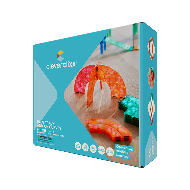 Cleverclixx – Magnetická závodní dráha Intense - sada zatáček – 15 dílků