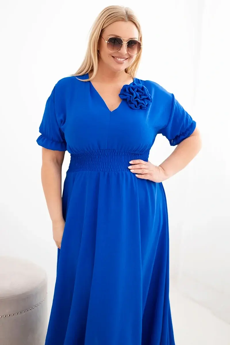 Kesi Plus size šaty s výstřihem do V modré