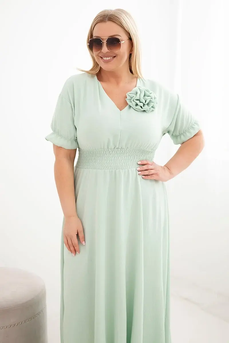 Kesi italské šaty plus size s V-výstřihem a ruched pasem