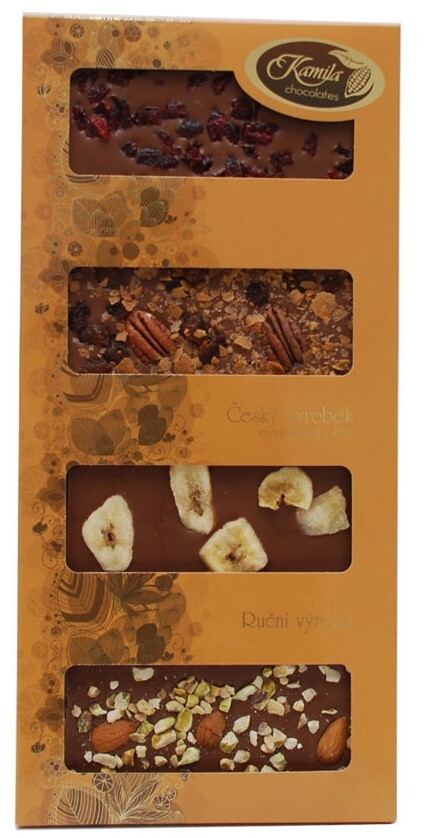 Kamila Chocolates Tabulky mléčných čokolád s posypem MIX 4x50g DMT 12/2025