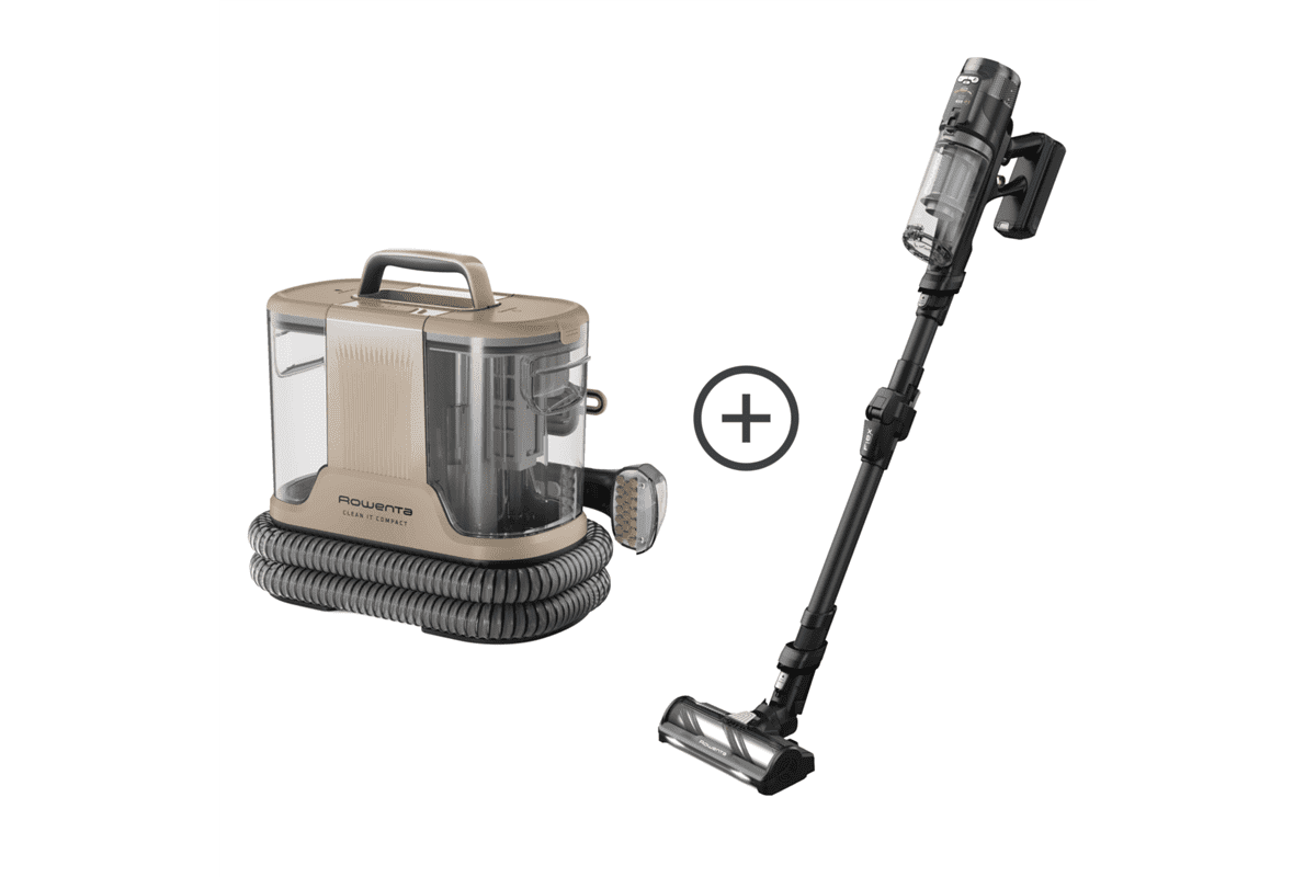 Akční set tyčový vysavač Rowenta X-Force Flex 12.60 + čistič skvrn a tepovač Rowenta Clean It IN3010