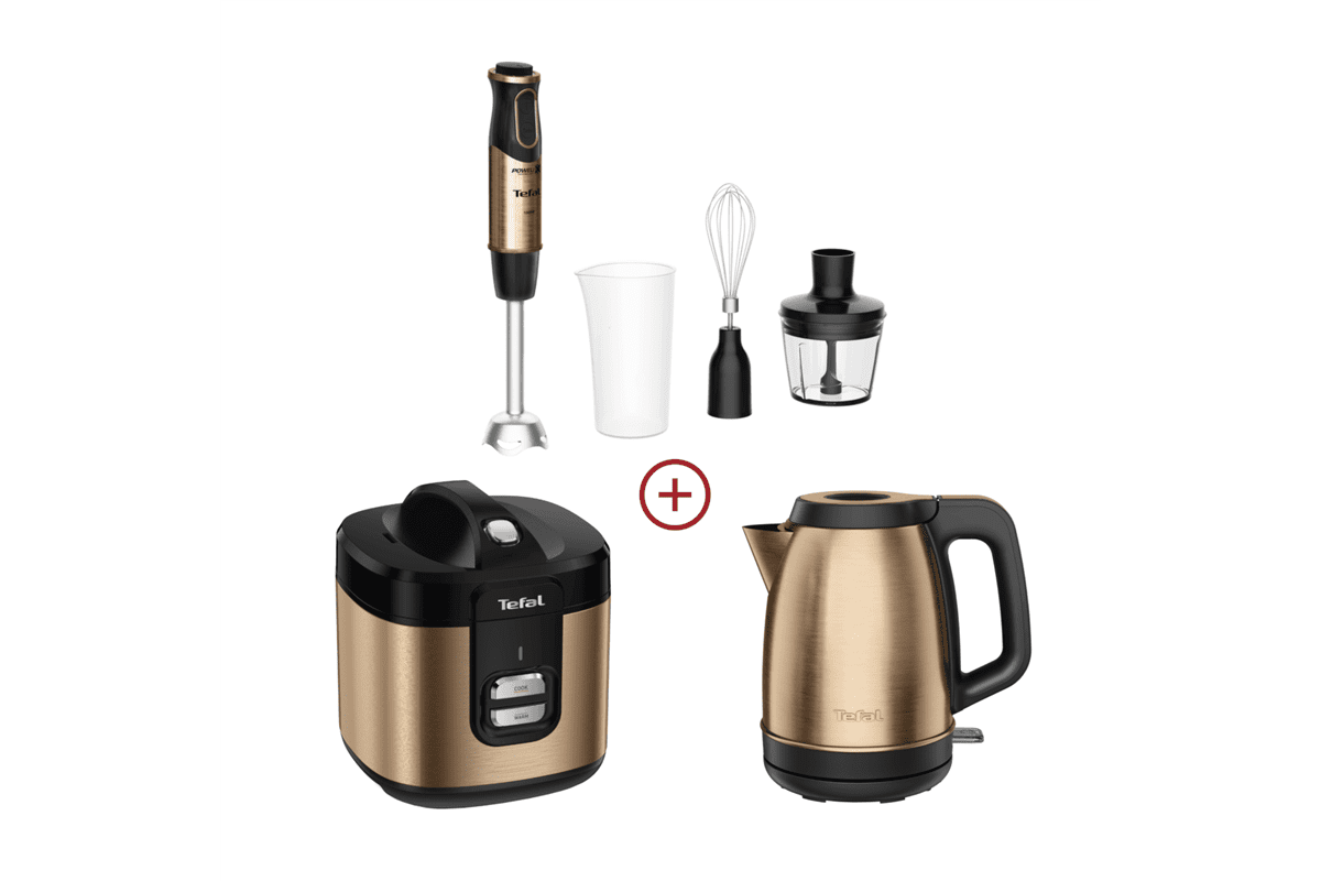 Akční set spotřebičů Tefal Coppertinto KI280G10 + RK364G10 + HB656G10