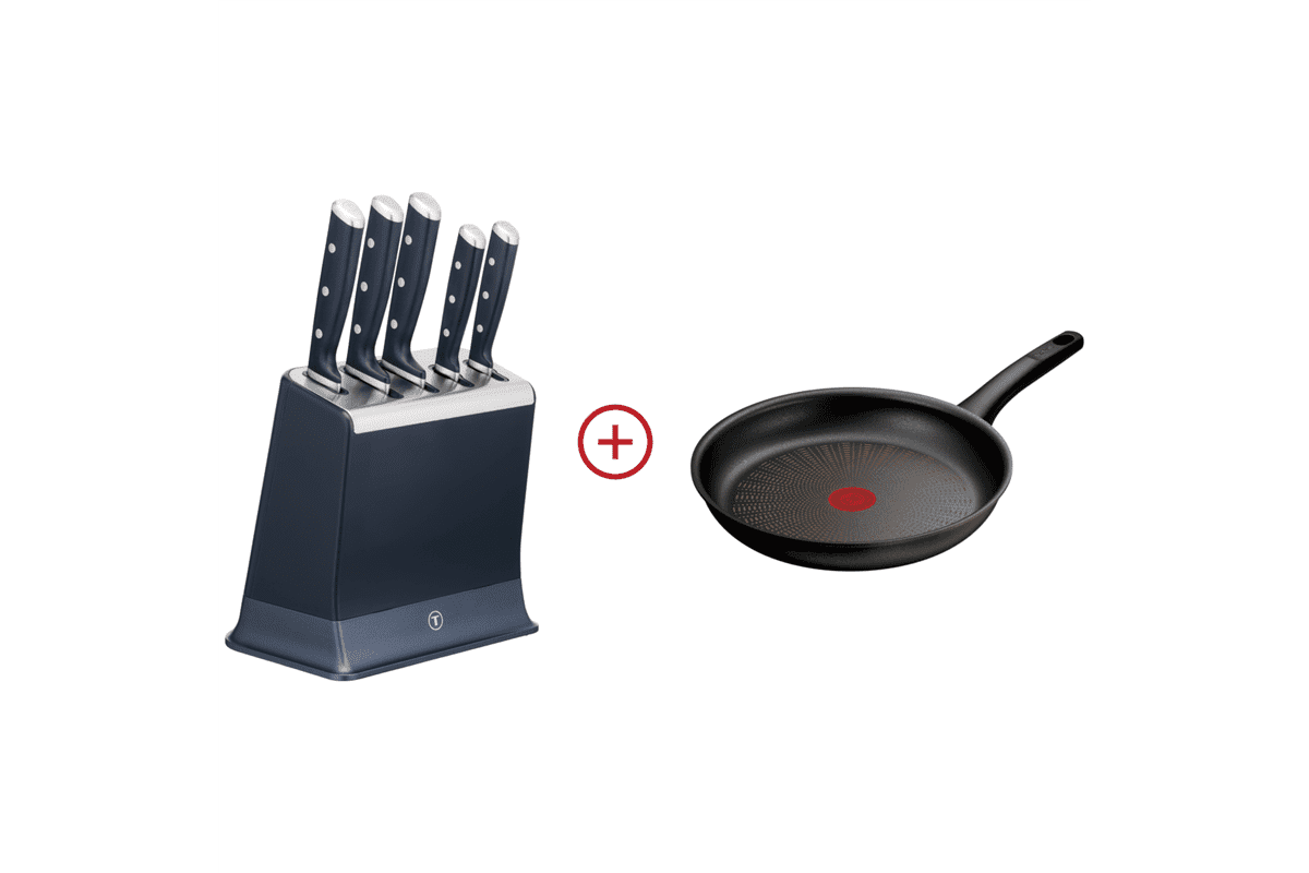 Akční set sada nožů Tefal EverSharp K297S644 s blokem + pánev Tefal Protech 28 cm