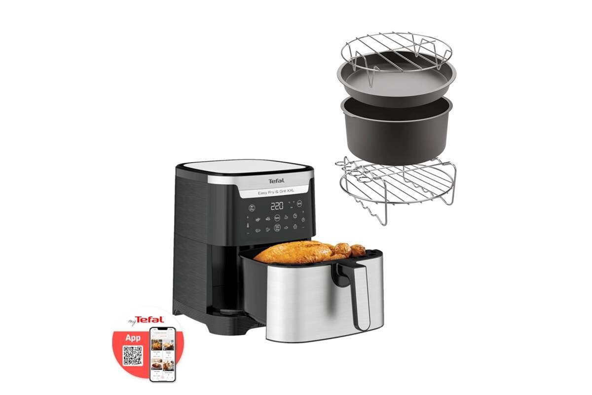 Akční set horkovzdušná fritéza Tefal Easy Fry & Grill XXL EY801D + formy a mřížky na pečení (4 ks)