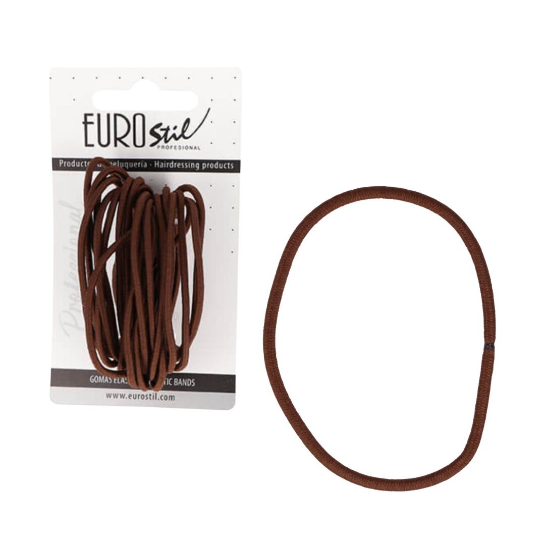 Eurostil 07457/69 Hair Elastics Brown - hnědé gumičky do vlasů, 25 ks (tenké)