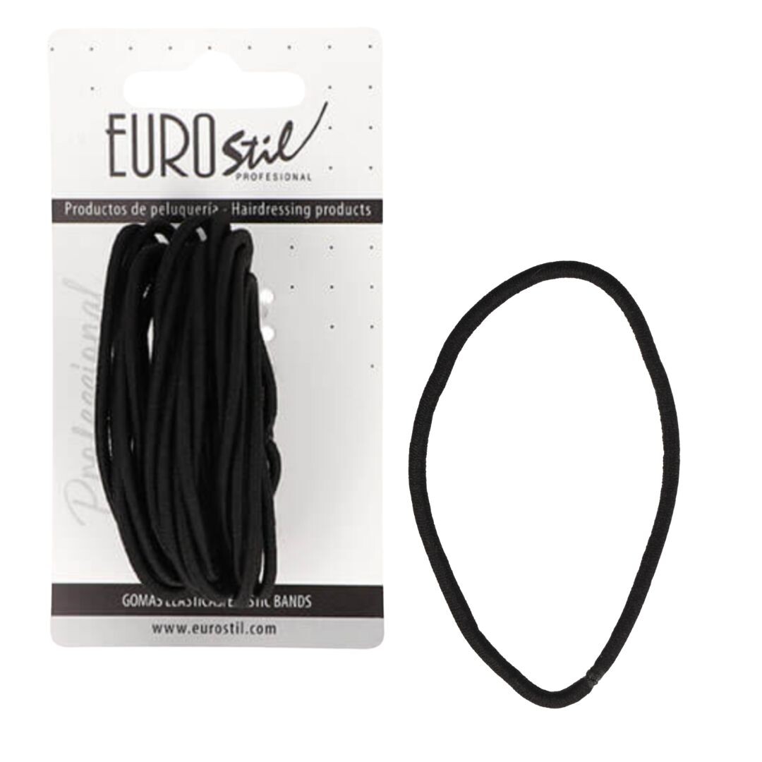 Eurostil 07457/50 Hair Elastics Black - černé gumičky do vlasů, 25 ks (tenké)