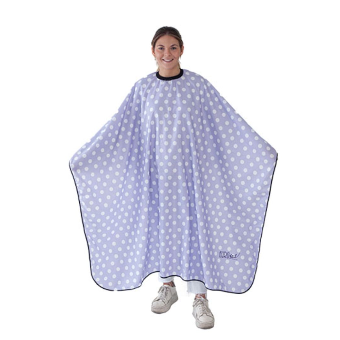 Eurostil 07748 Dots Cape - pláštěnka na stříhání, fialová s bílými tečkami, na háček