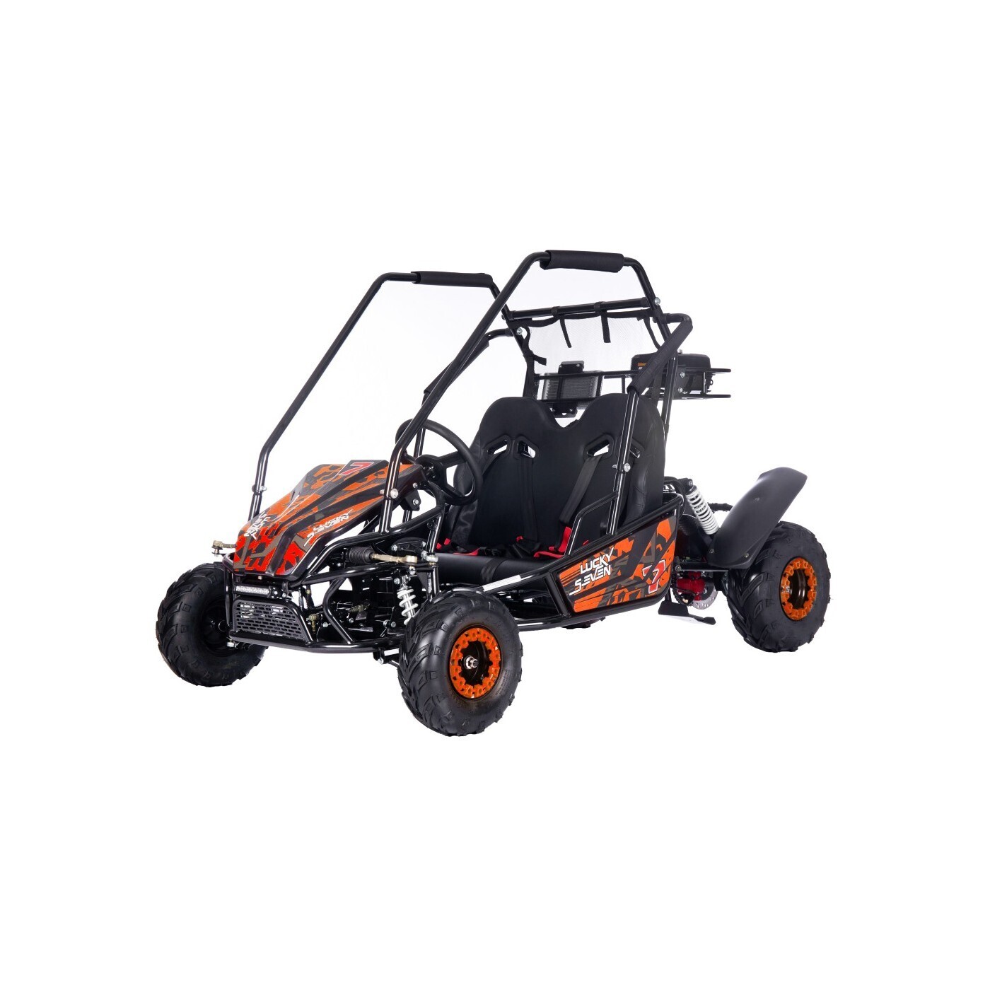 mamido Dětské benzínové autíčko Buggy LUCKY SEVEN LIFT 125CC oranžové