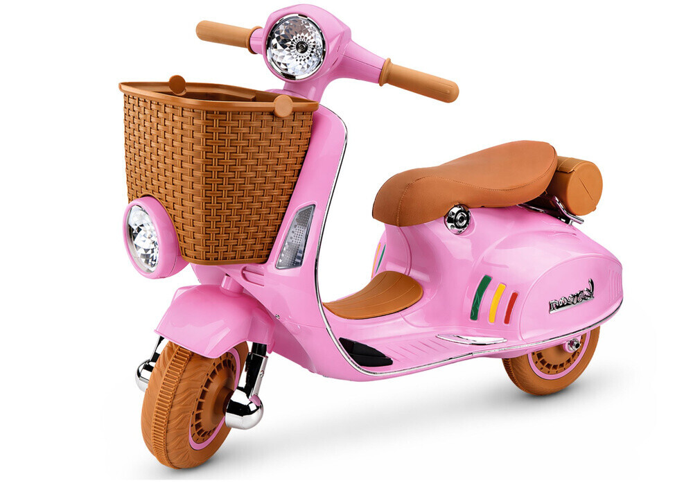 mamido Dětský elektrický skútr Vespa 2x35W růžový