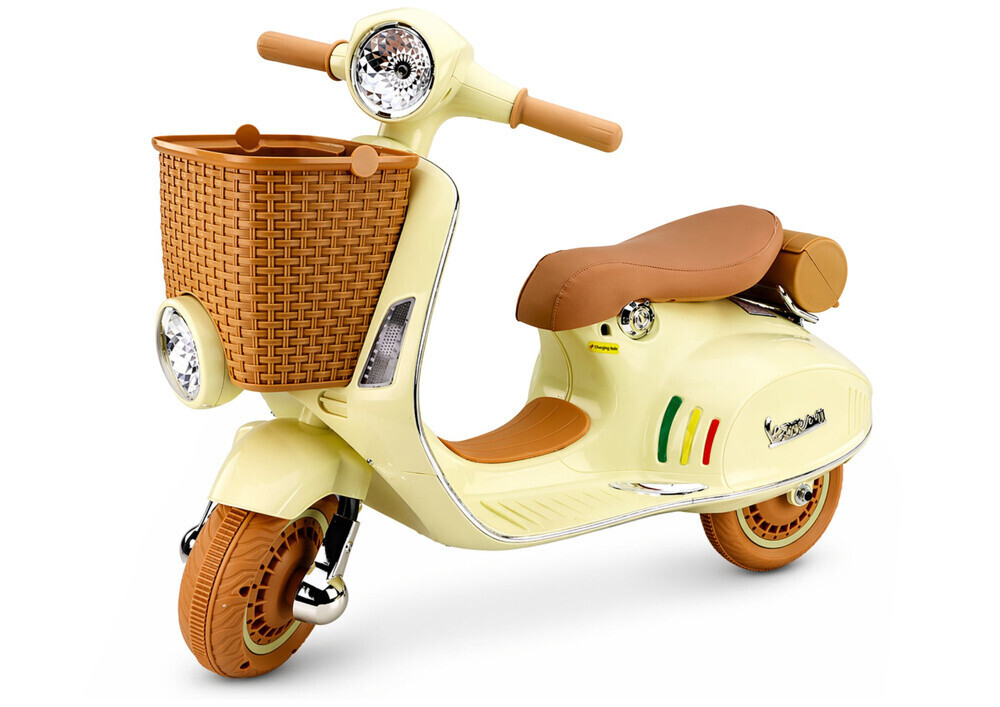 mamido Dětský elektrický skútr Vespa 2x35W béžový