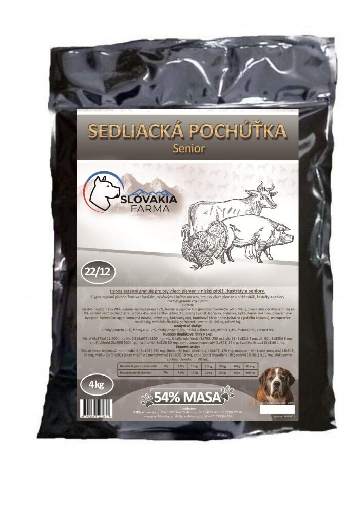 Hypoalergenní Granule Slovakia Farma - Sedliacká pochúťka Senior - 4kg