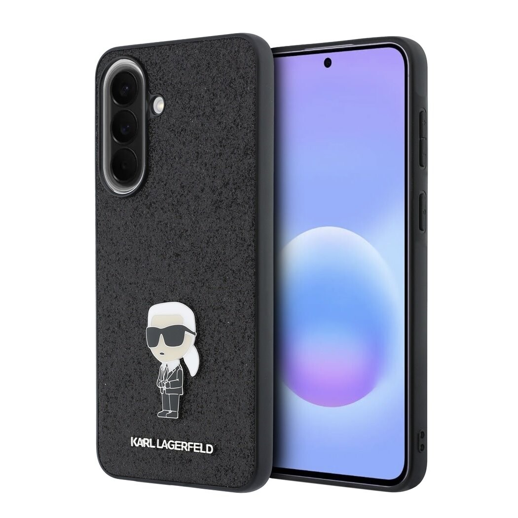 Kryt Karl Lagerfeld Fixed Glitter Metal Ikonik pro Samsung Galaxy A57 černý