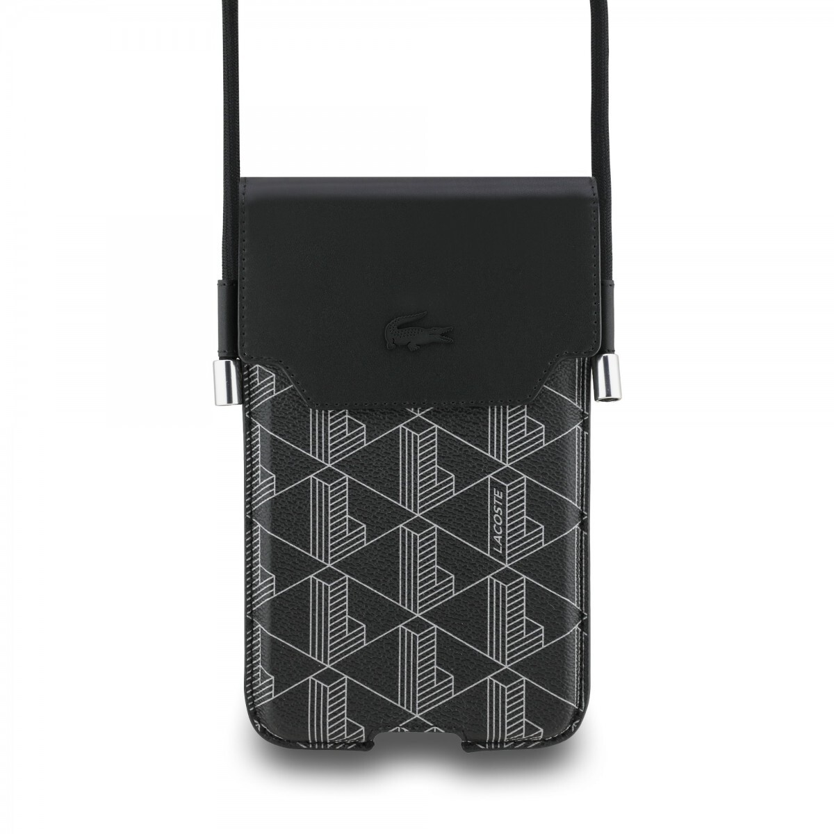 Kabelka na telefon Lacoste PVC Blend Monogram Metal Logo XL Black