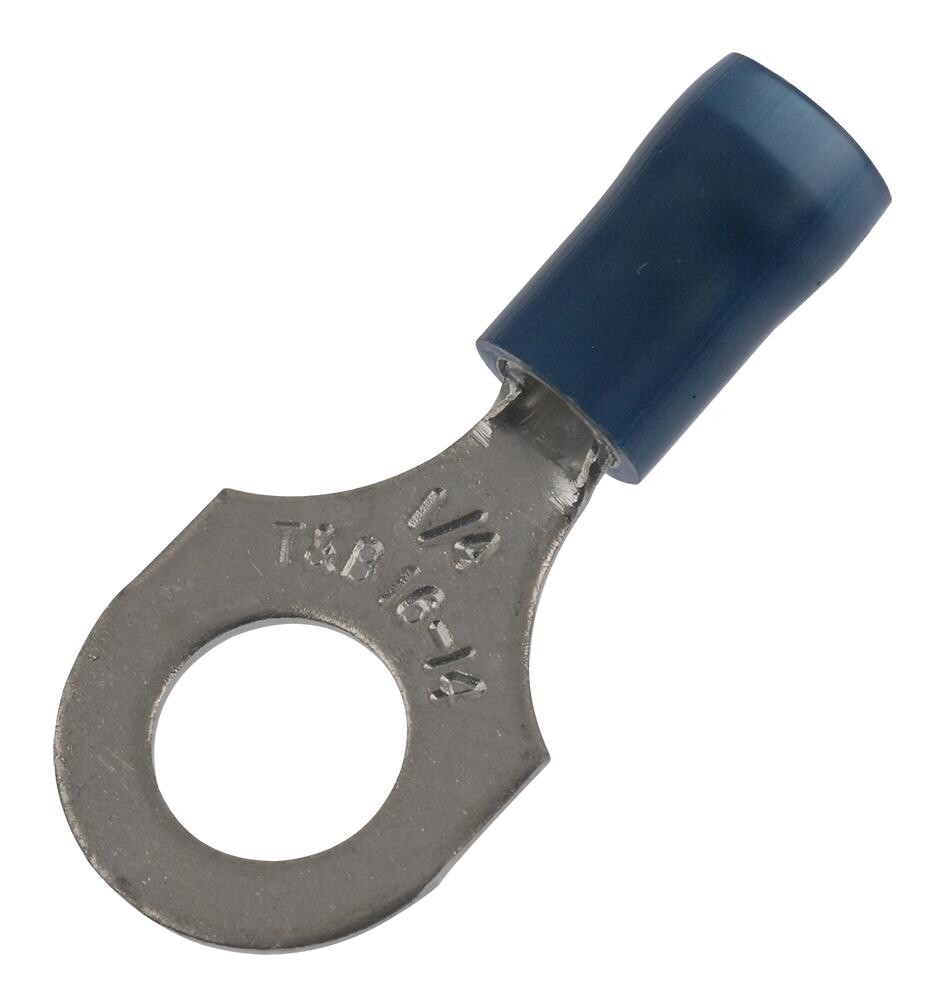 Abb - Thomas & Betts Rb14-14 Terminal, Ring Tongue, 1/4In, Crimp Blue