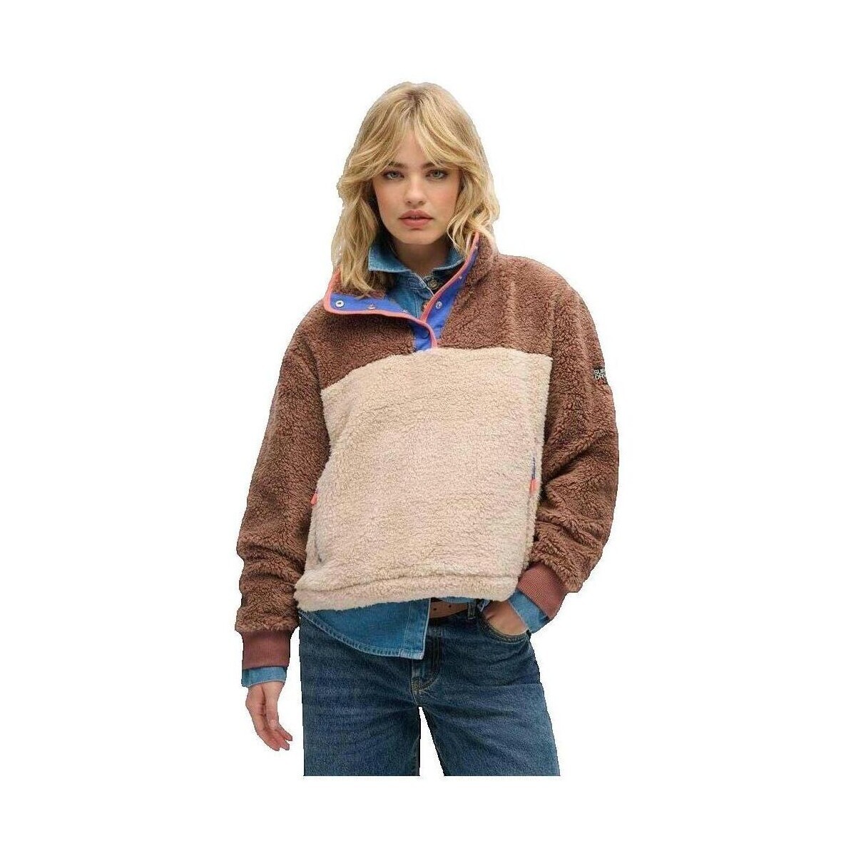 Superdry  Super Soft Mash Up Henley  Hnědá